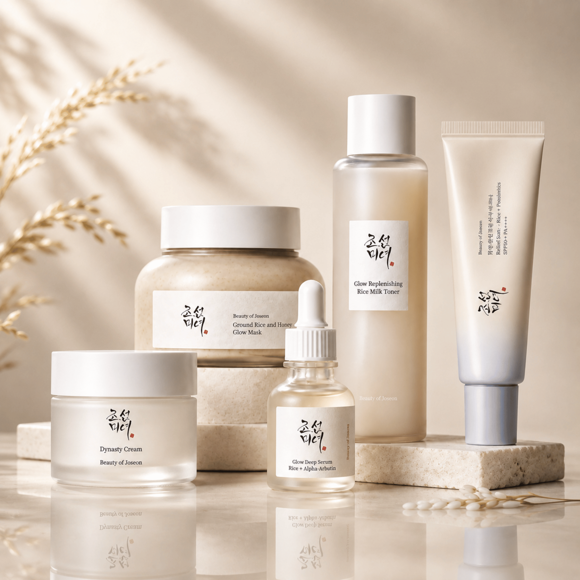 Complete Beauty of Joseon skincare collection arranged aesthetically