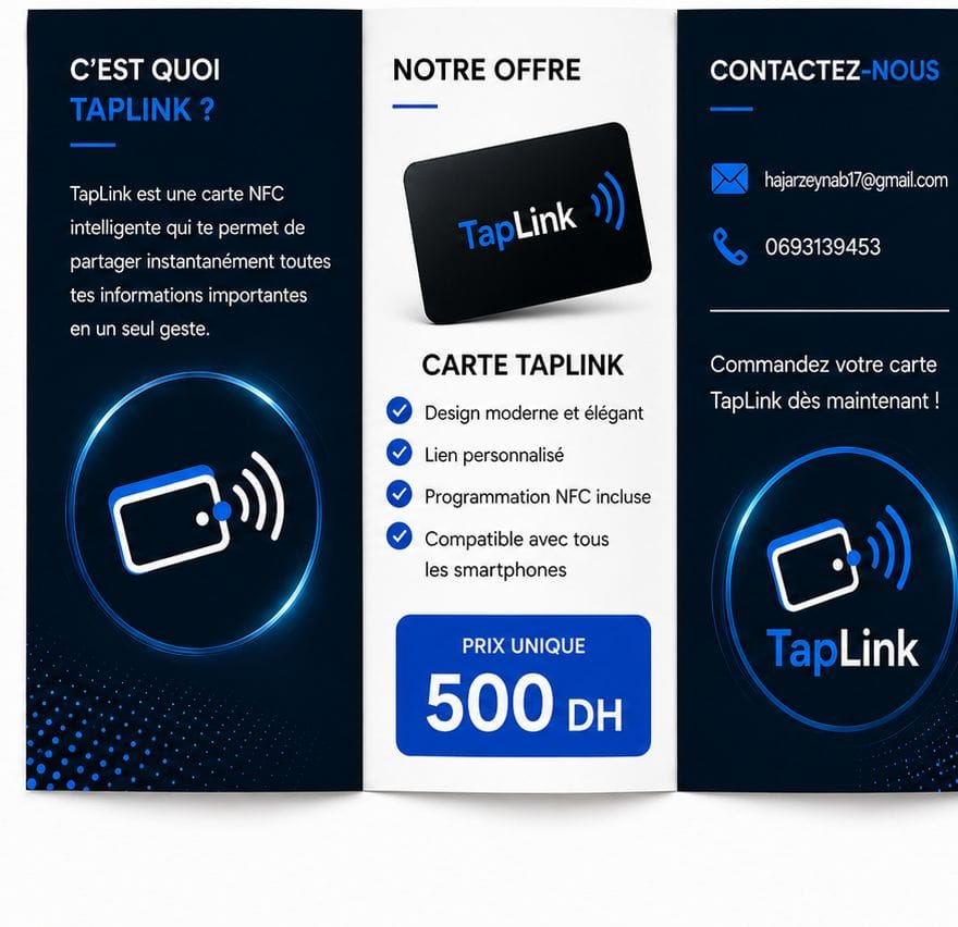 Modern black TapLink NFC card
