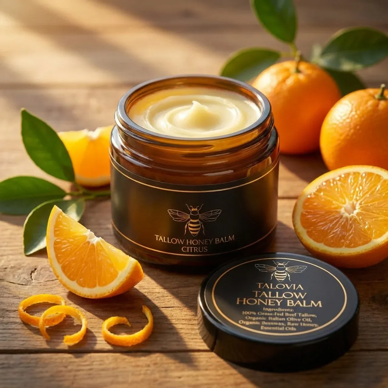 A person applying the balm to their body, demonstrating its use as an all-over moisturizer.