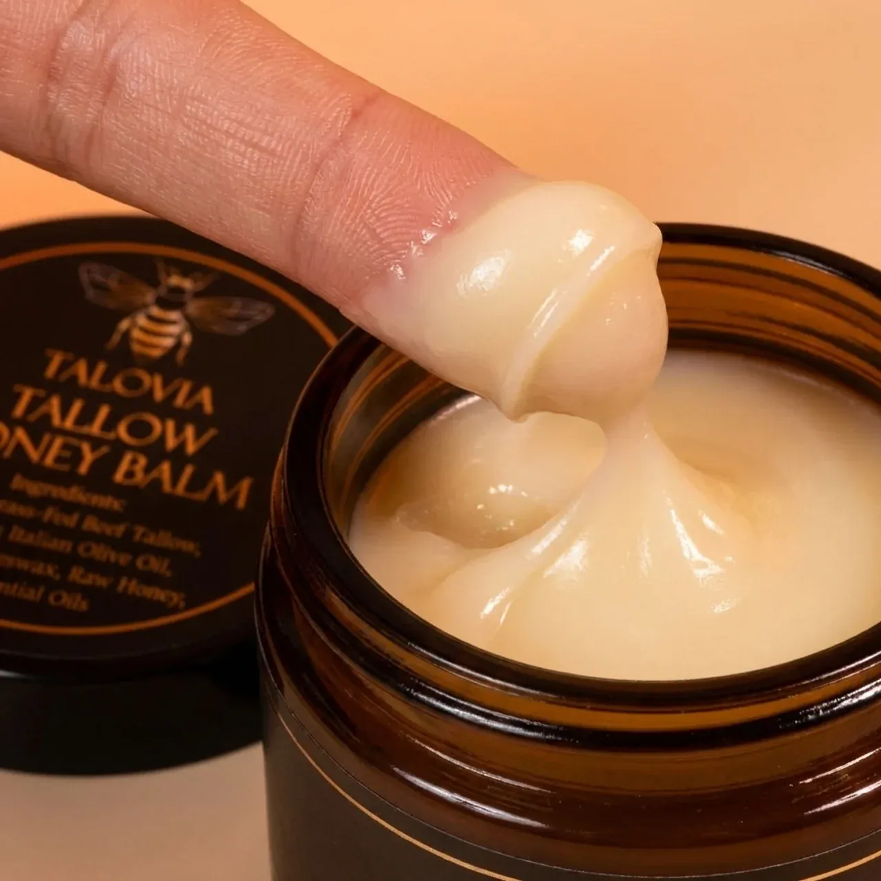 A testimonial quote overlaid on an image of healthy, radiant skin.