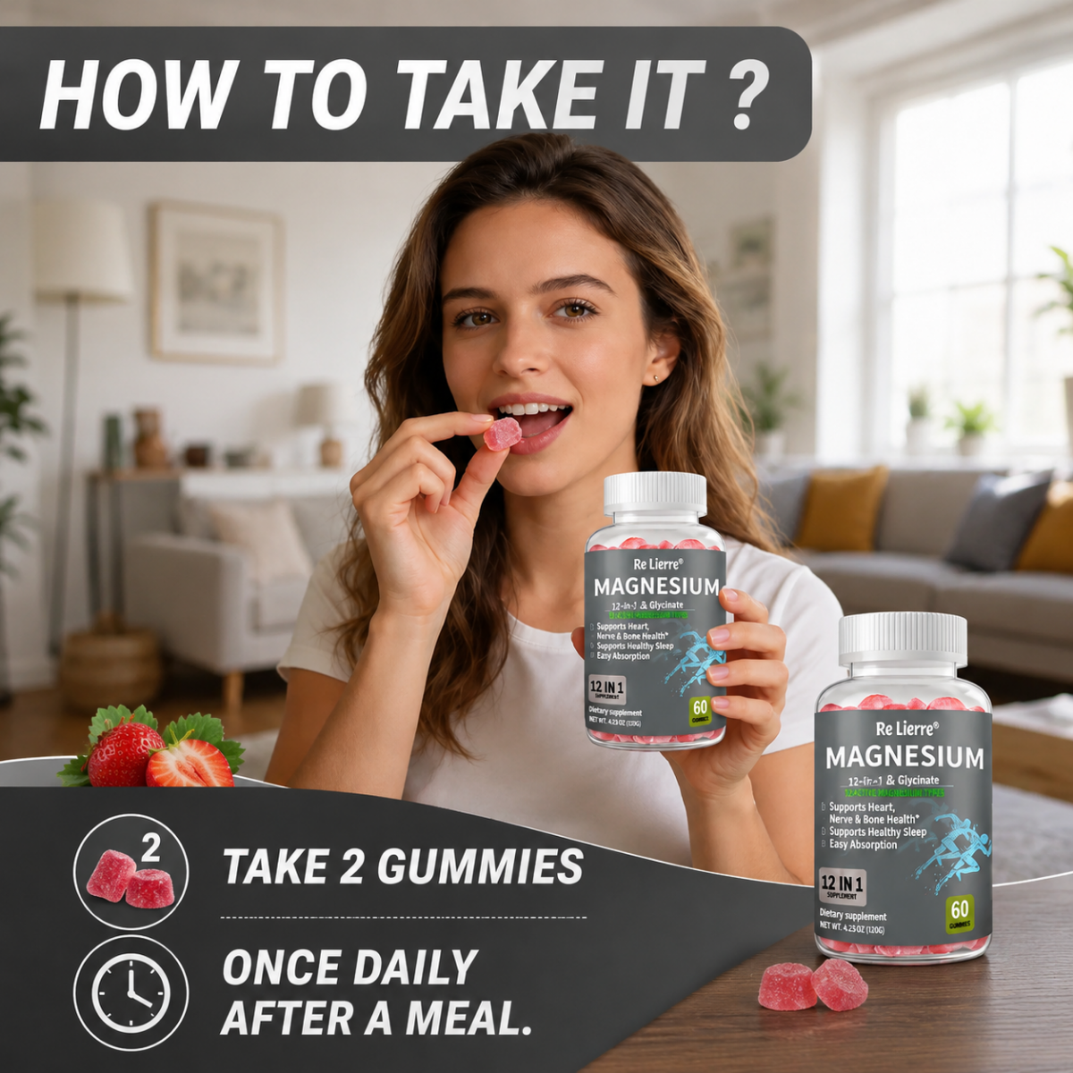 Magnesium Gummies 12-in-1 with Glycinate | 60 Gummies | Veluren