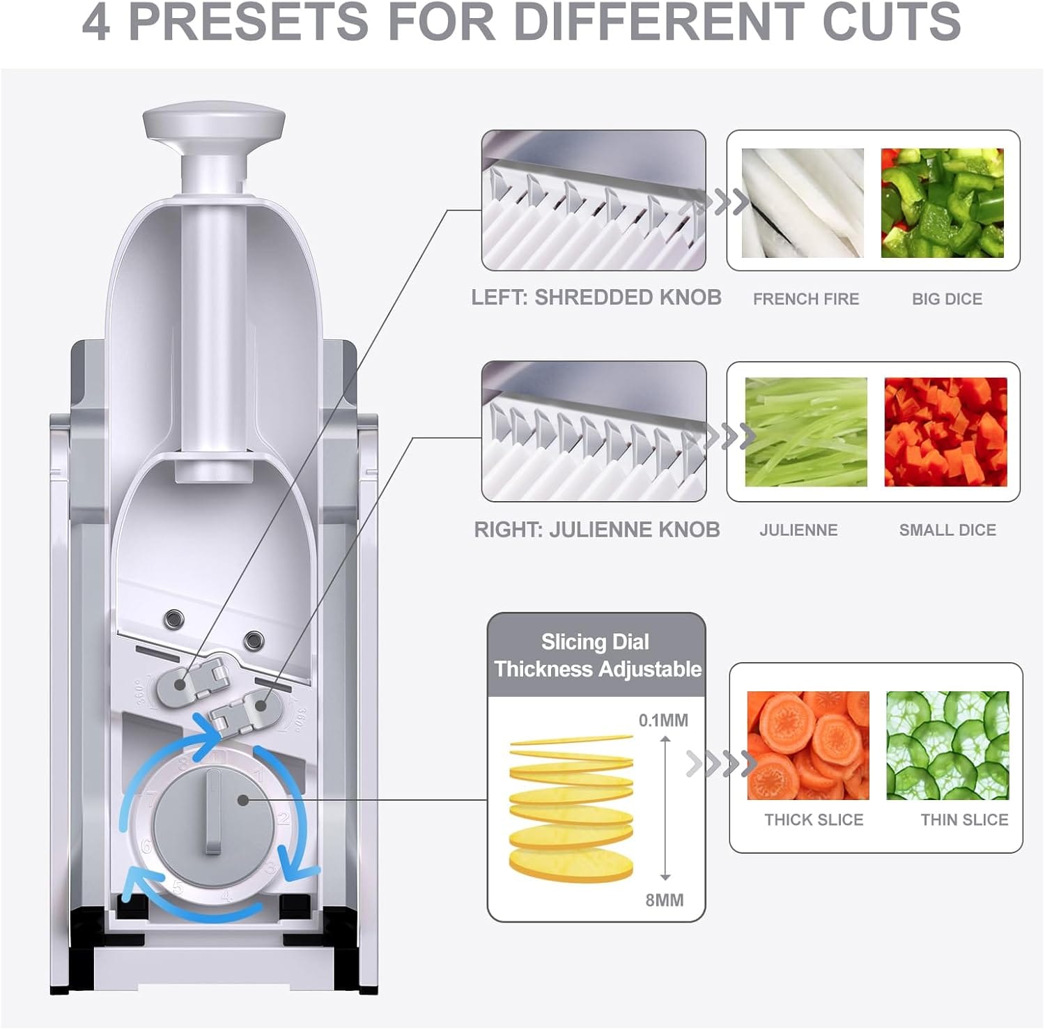 Primer plano de frutas siendo ralladas con el accesorio.