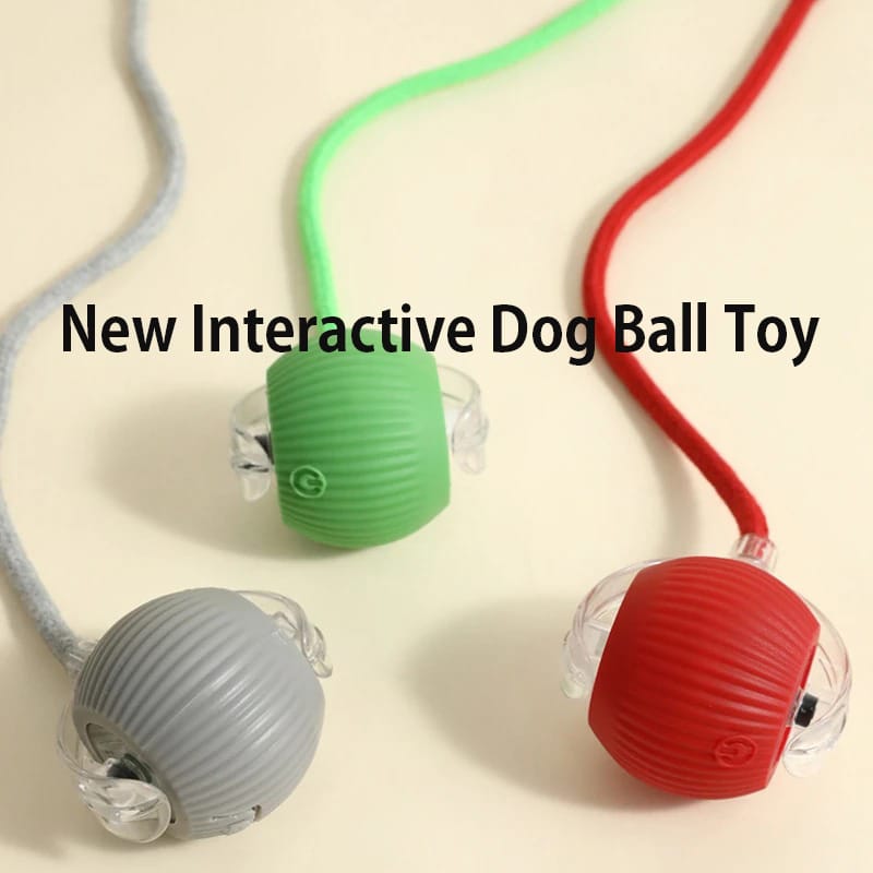 Close-up of the interactive smart toy ball for dogs, showcasing its durable design.