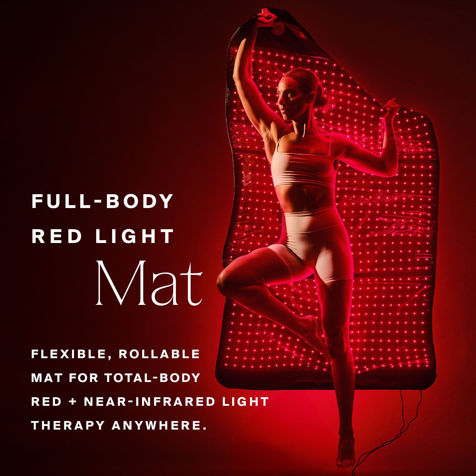 Person using a red light therapy device for muscle recovery