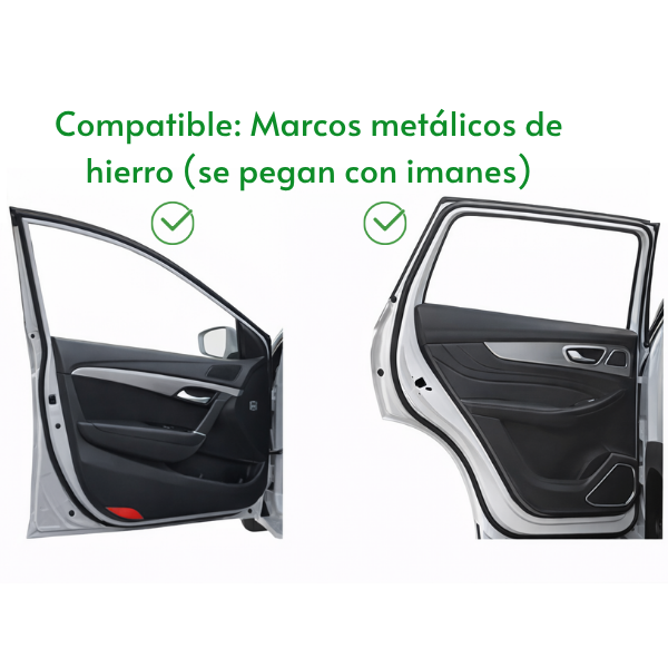 Imagen de las cortinas magnéticas para ventanas de coche antes de la instalación mostrando el interior del coche expuesto al sol