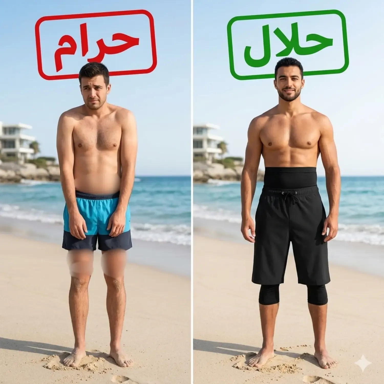 رجل يرتدي ملابس سباحة شرعية