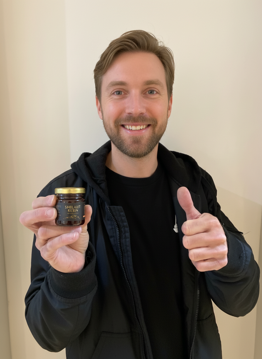 Shilajit-Harz wird in Wasser aufgelöst