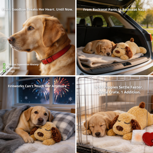 Puppy feeling secure and relaxed with plush toy