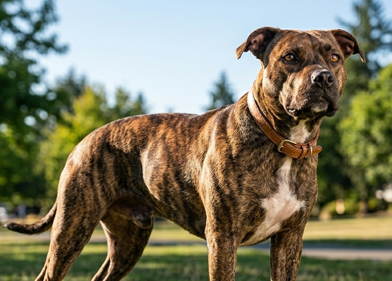 Muscular dog showing defined physique