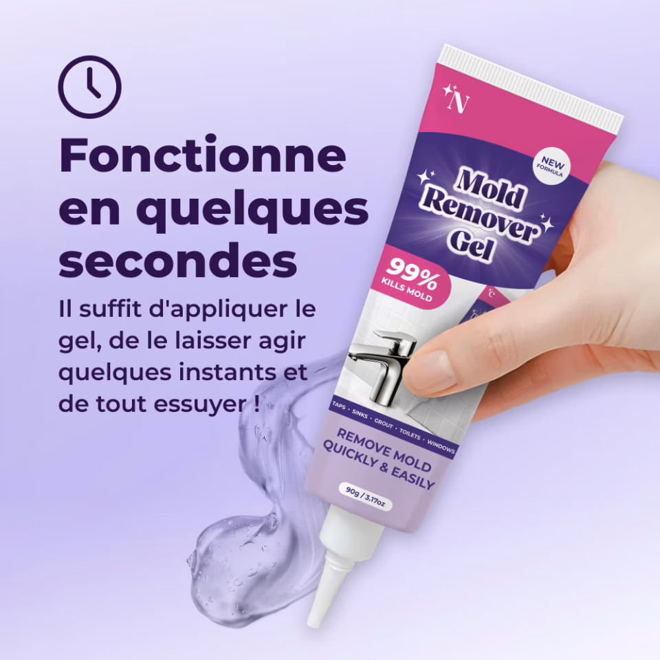 NuroClean Gel en action sur un mur de salle de bain