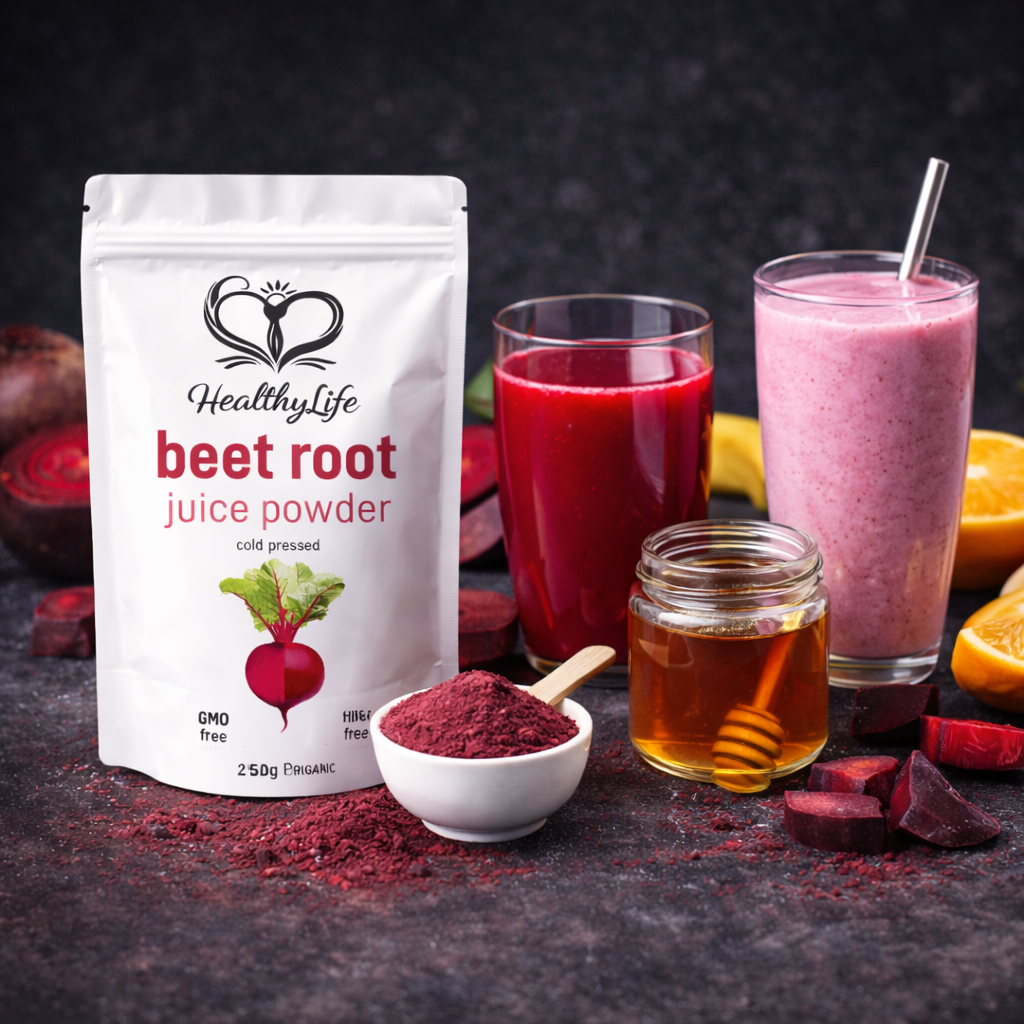 صورة لمسحوق حلو المذاق مع كوب ماء