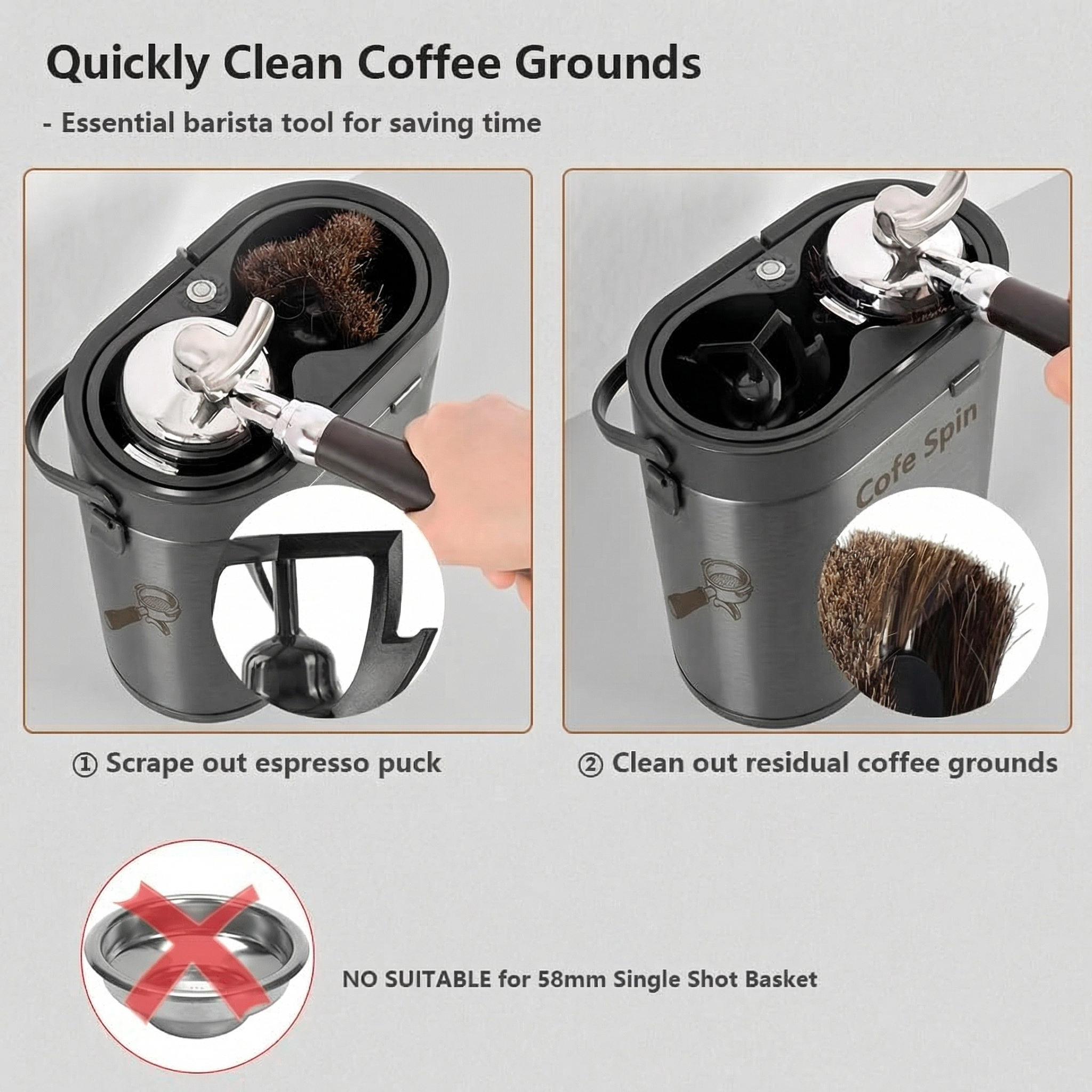 Set of cleaning components (2 scrapers, 1 brush) for the Cecotec Bean&Clean Pro.