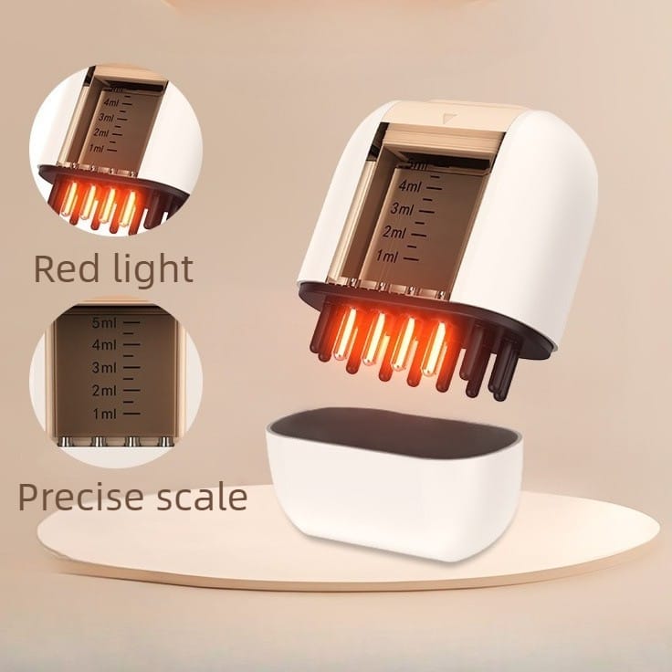 Person using red light therapy device on scalp
