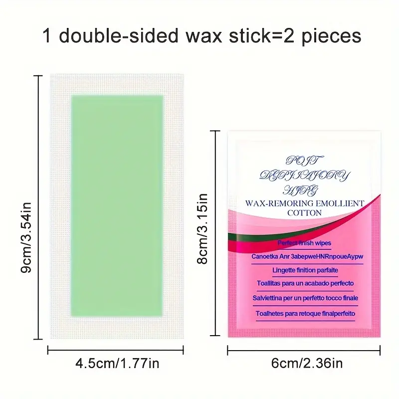 Close up of a clean wax strip removing hair