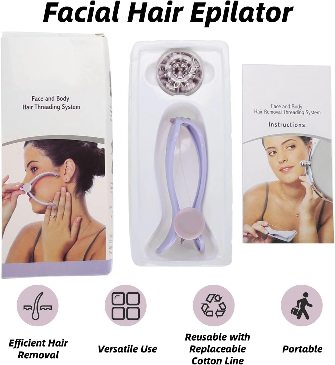 Woman using epilator on neck area