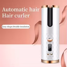 The cordless curling iron charging with its USB cable