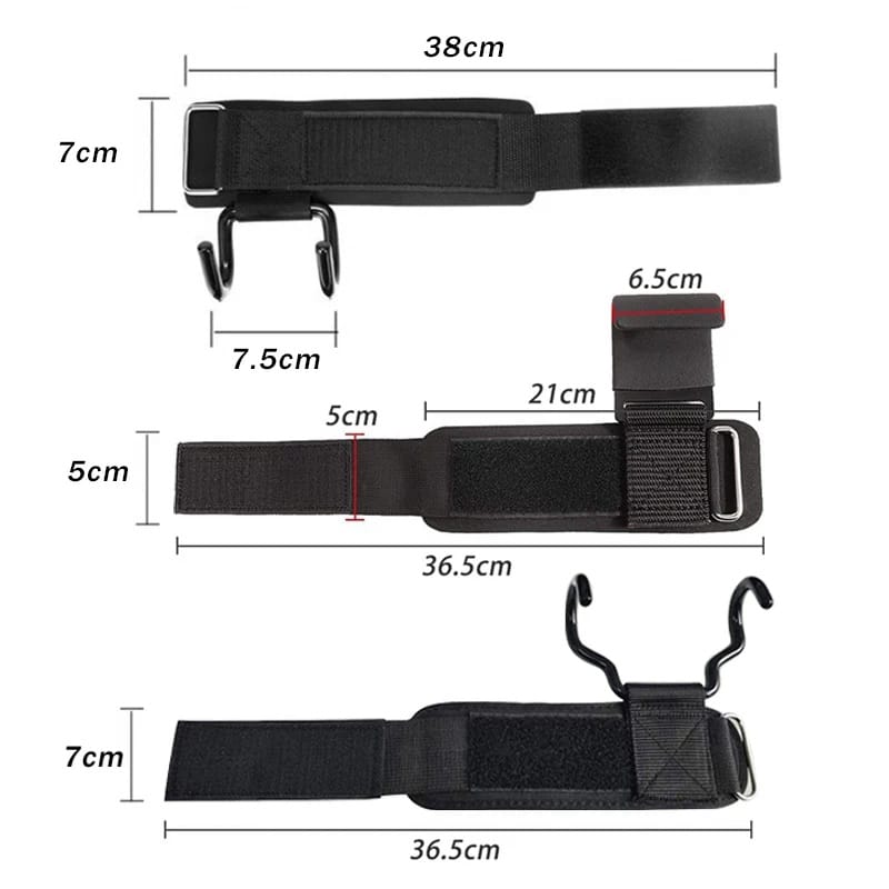 Close-up of the durable steel hook and polyester strap