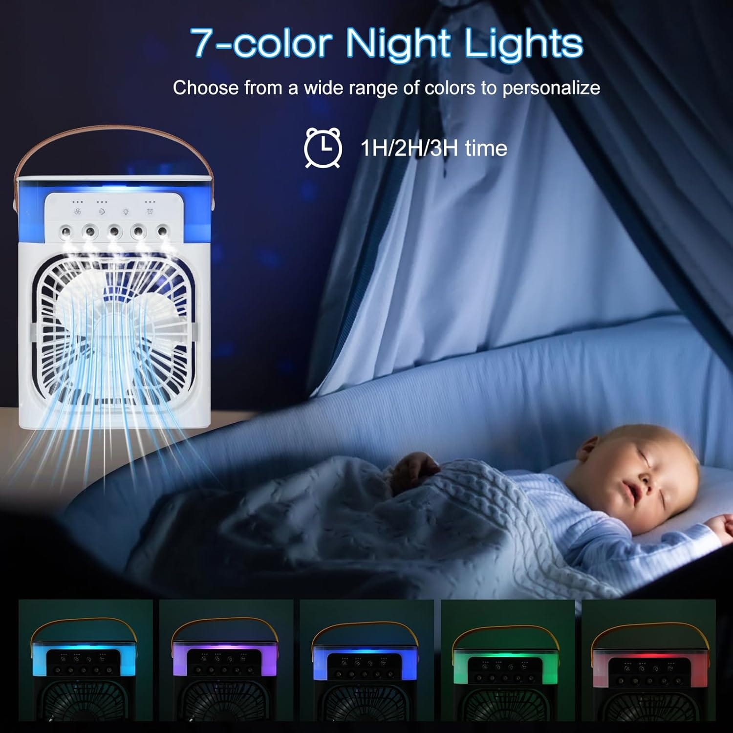 Enfriador personal emitiendo vapor de agua para humidificar el aire