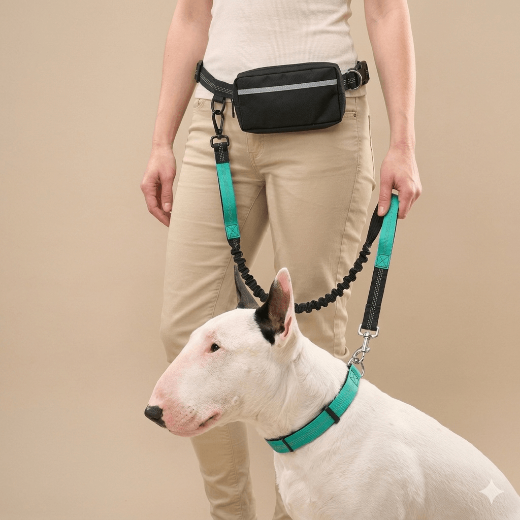 Woman and dog enjoying a hike with a durable leash