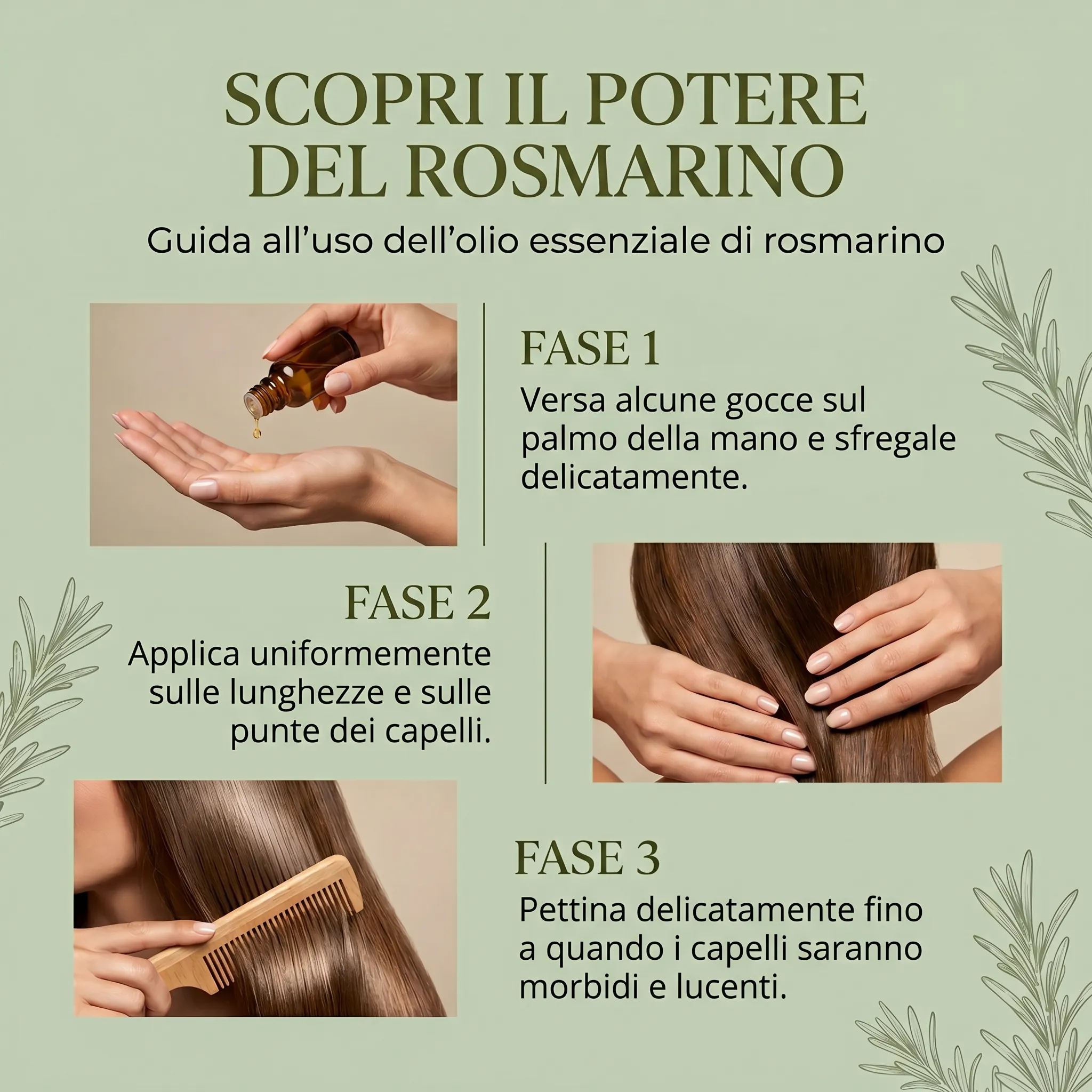 Donna che massaggia olio sui capelli