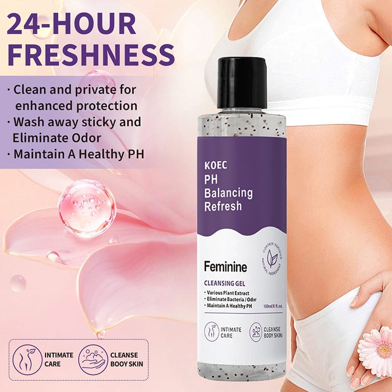 A split image showing the 'before' (dull skin) and 'after' (radiant skin) effect of using the shower gel.