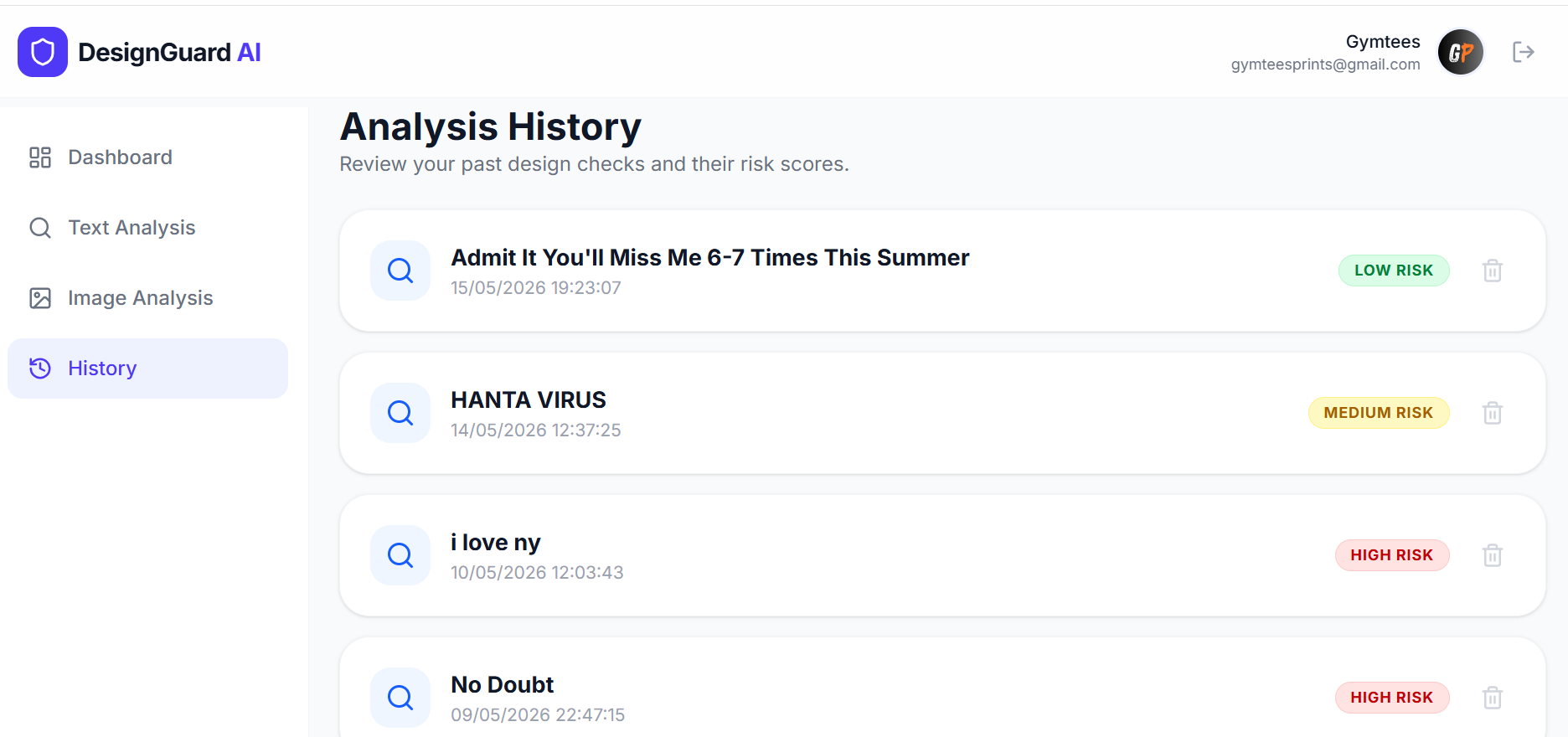 Analysis history icon