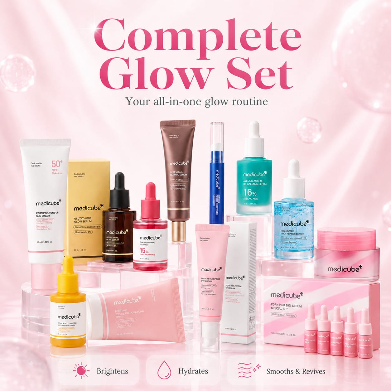 Luxora Beauty Glow Bundles featuring various skincare products