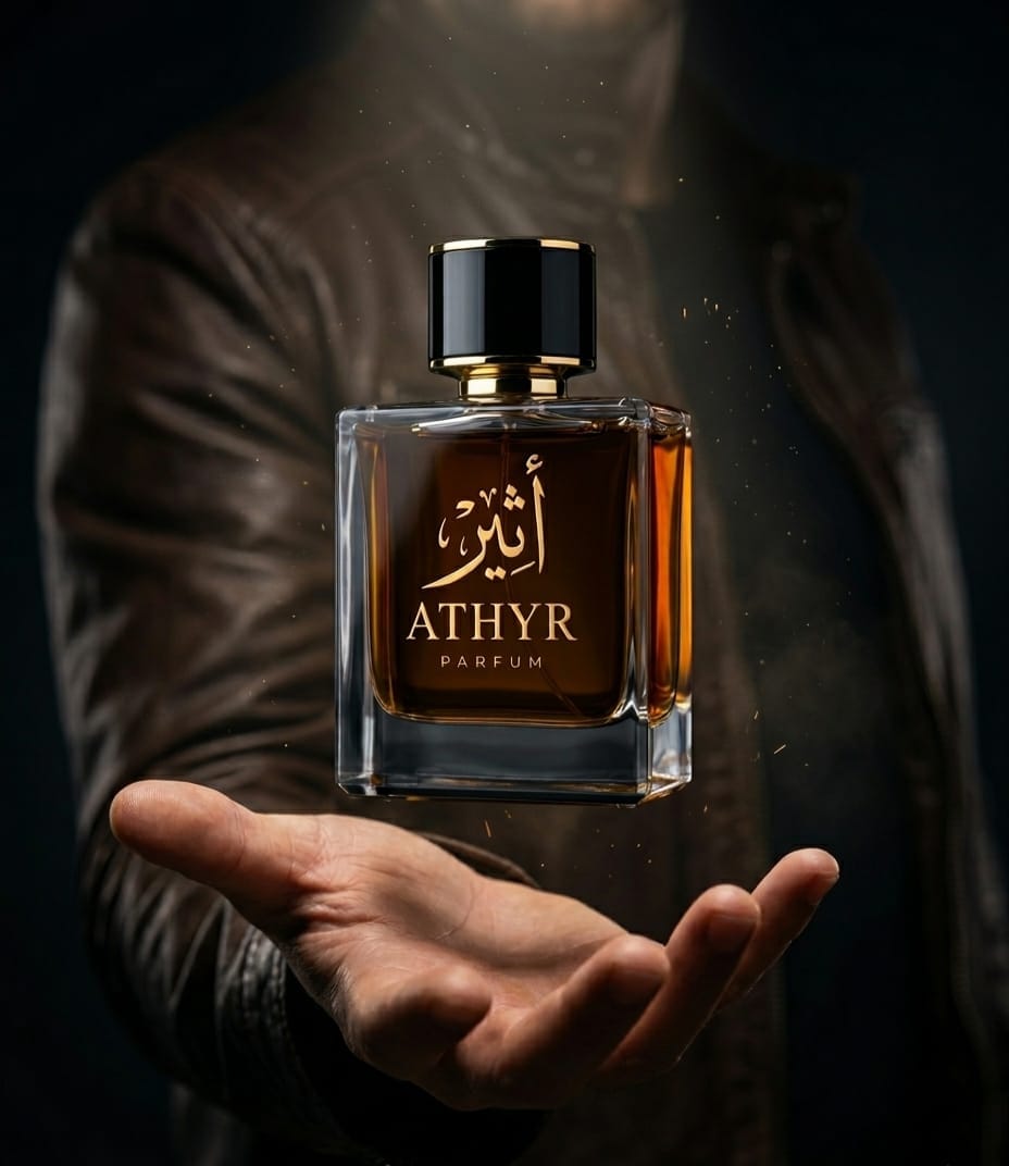 صورة فاخرة لزجاجة عطر ATHYR PARFUM