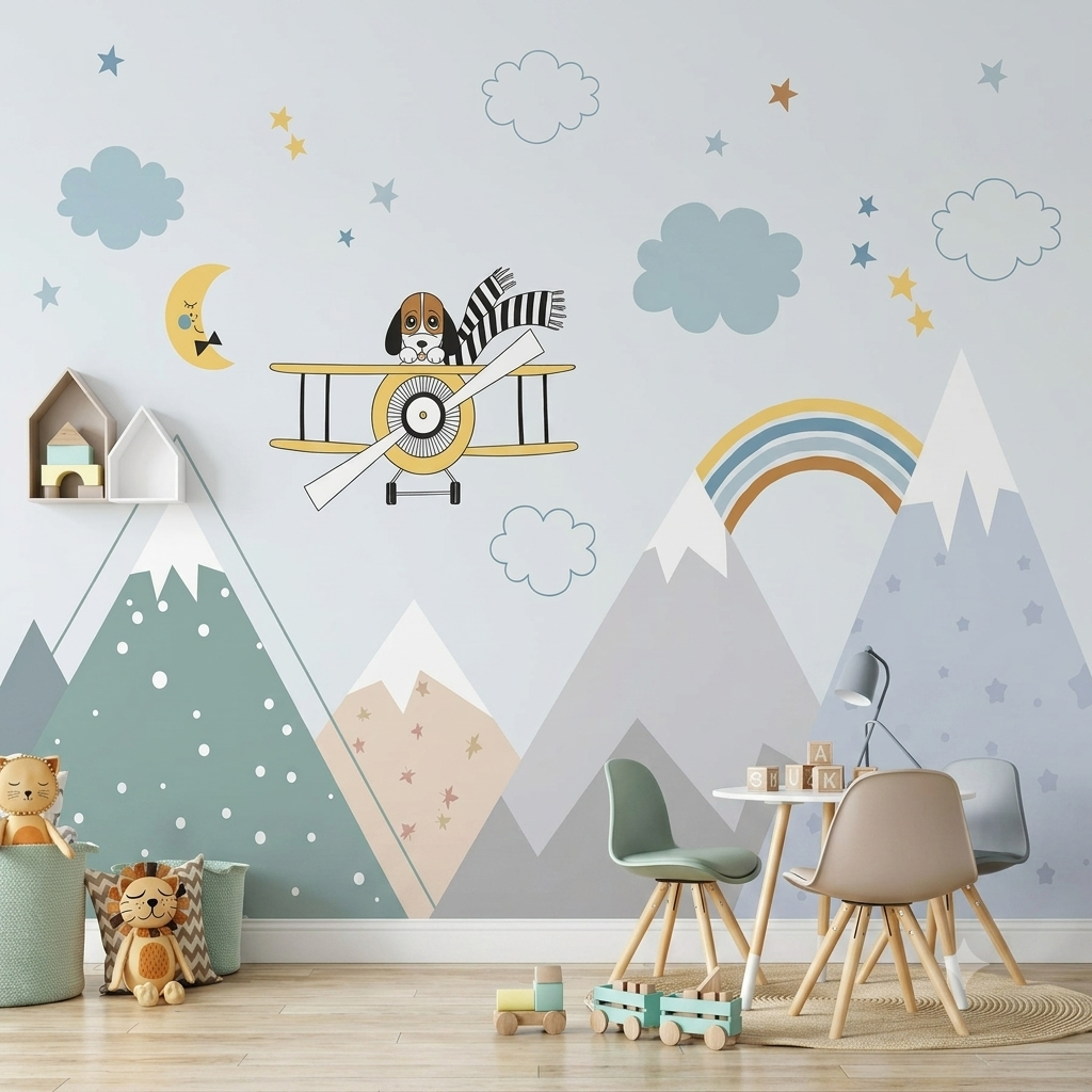 Une chambre d'enfant joyeuse avec un papier peint personnalisé