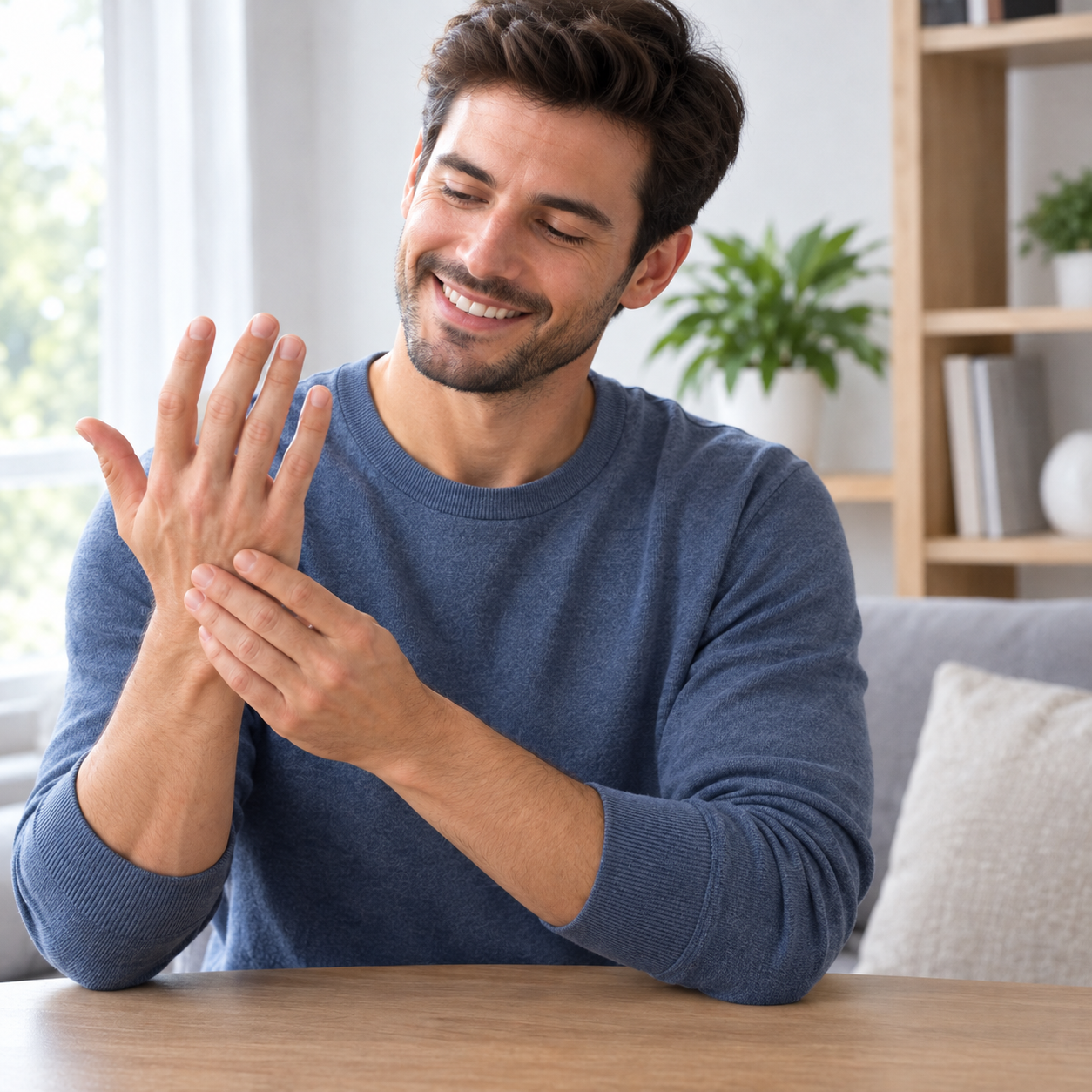 Removing hand from device feeling pain relief