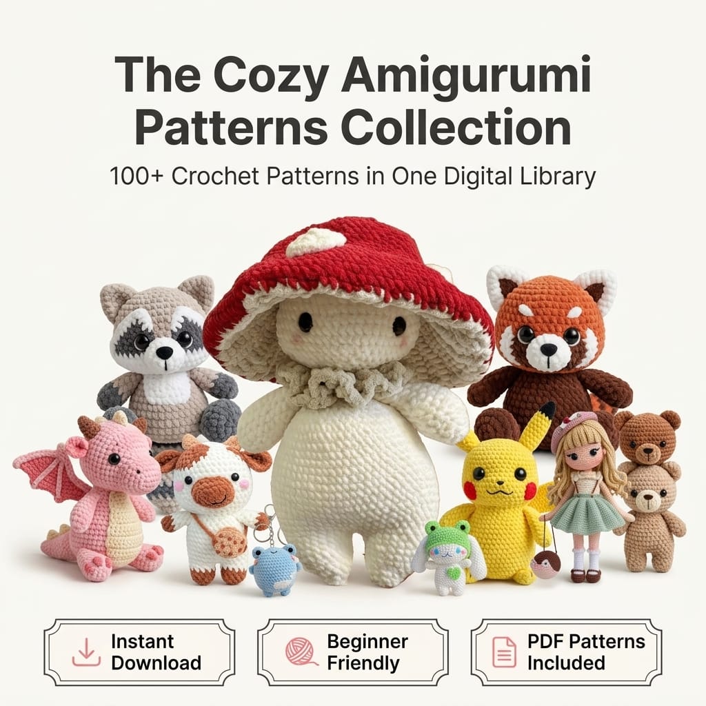 Cozy Amigurumi Pattern Library with various crochet items