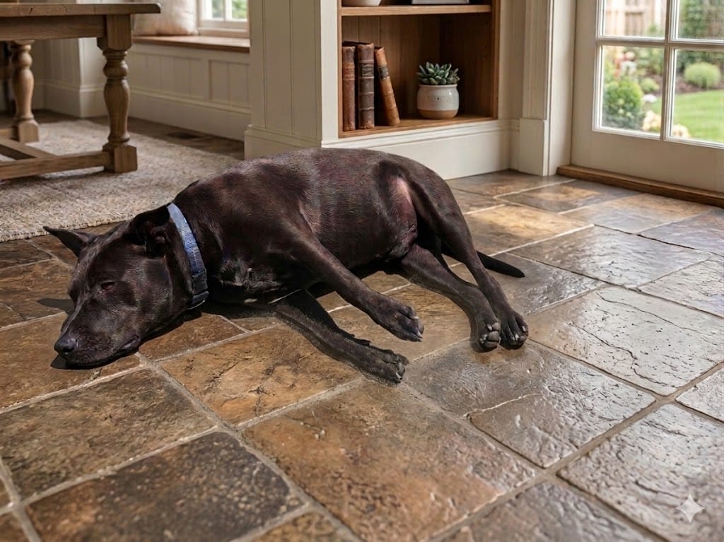 Dog on a wet or dirty surface before using the mat.