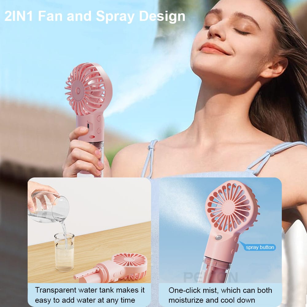 Ventilador portátil con spray de agua refrescante