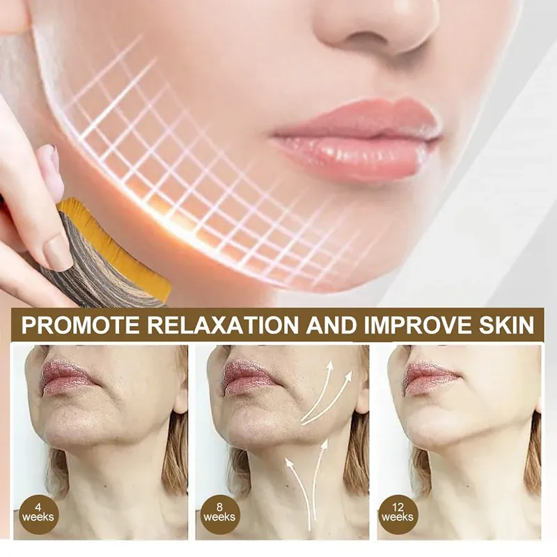 Woman using lymphatic facial drainage brush