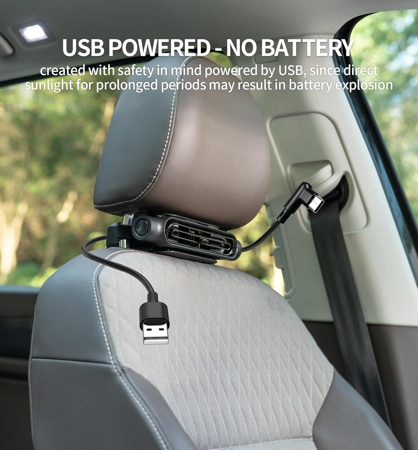 Pelidox car fan on a car seat