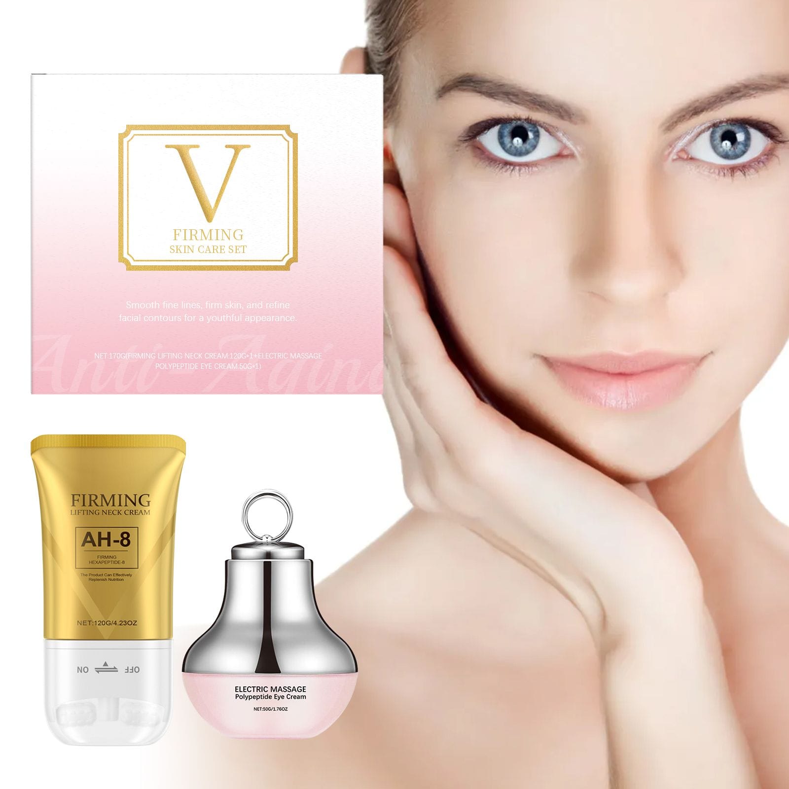 Woman showing youthful glowing skin