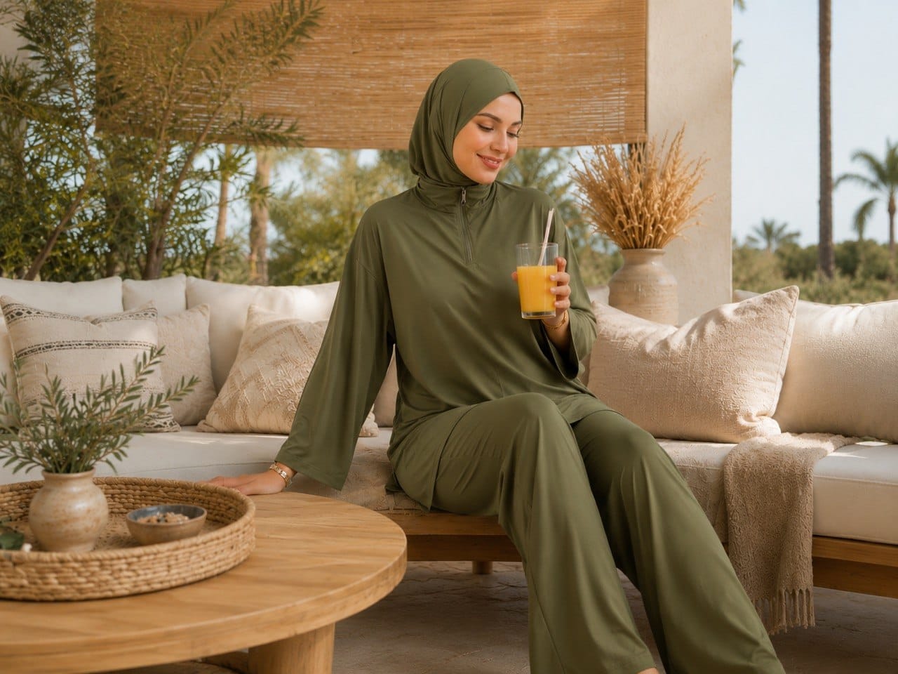 Femme portant un burkini élégant à la plage
