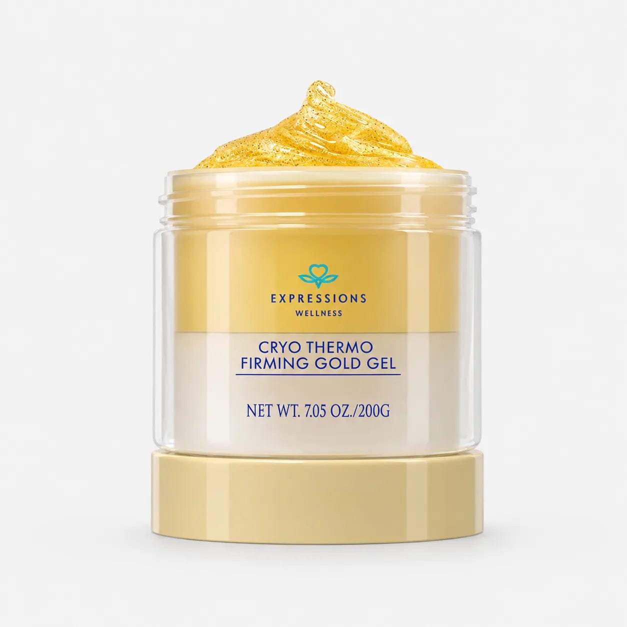 Luxurious gold-infused gel texture applied smoothly on hydrated skin