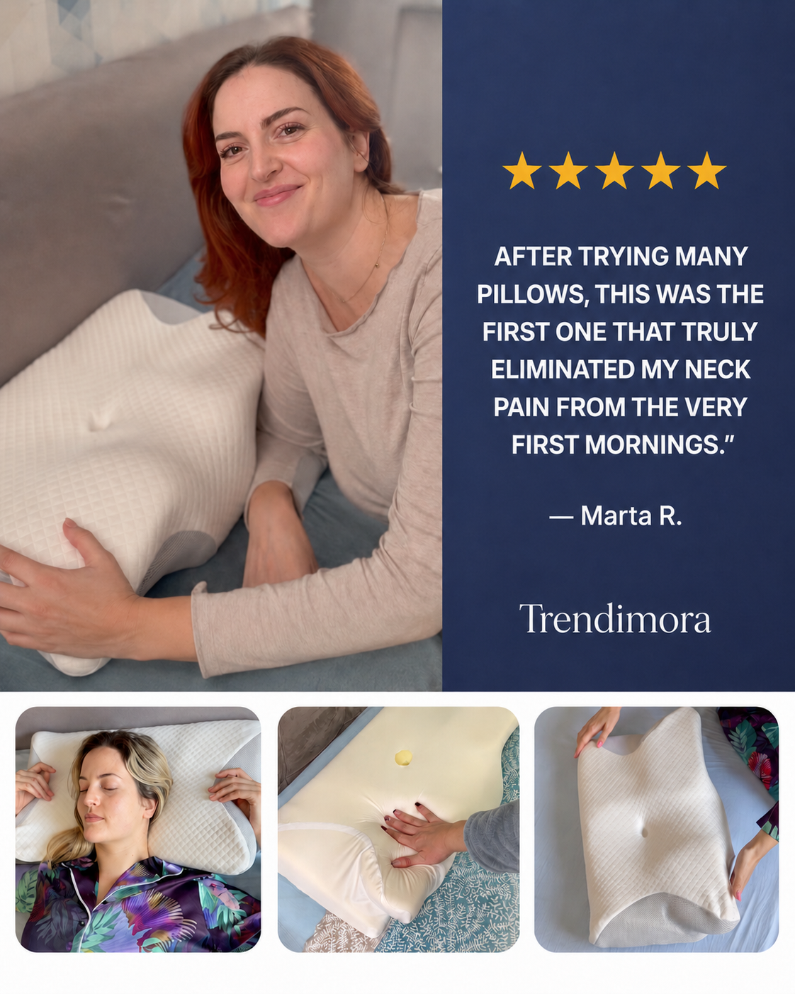 Almohada con forma mariposa para soporte ergonómico