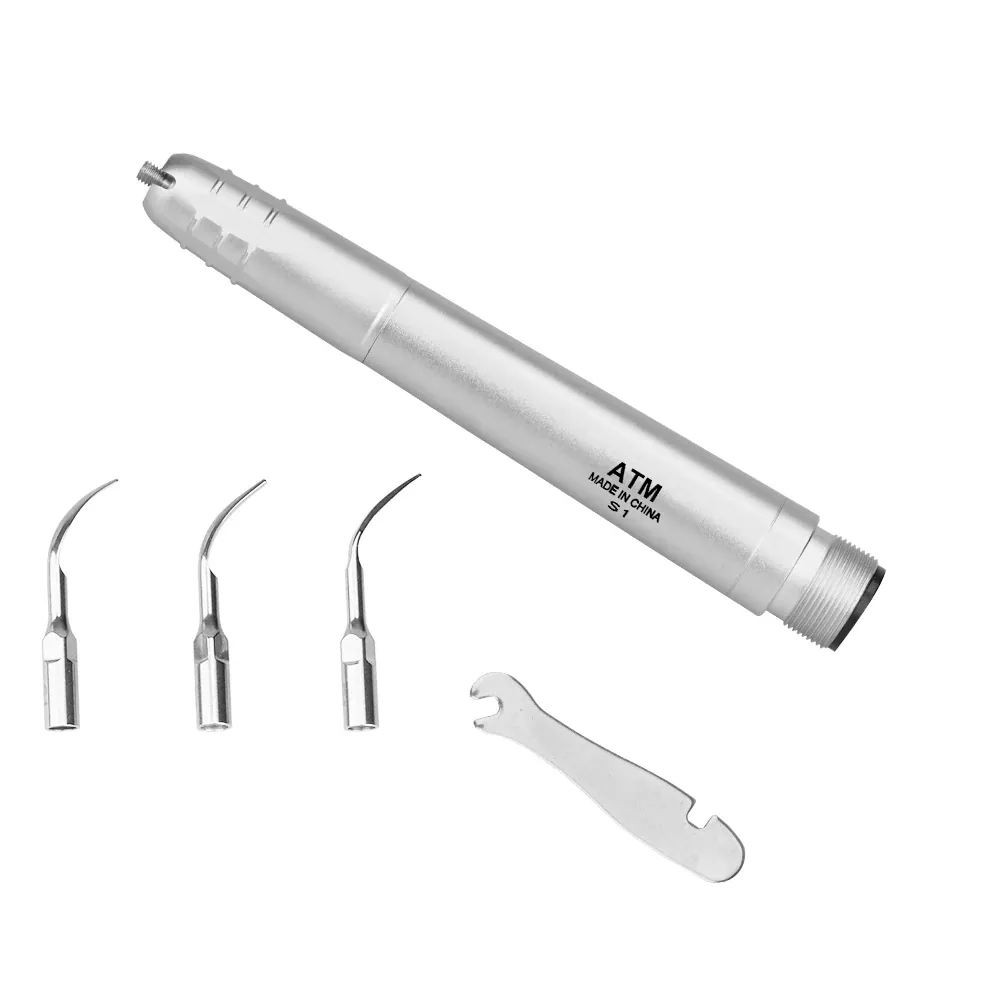 Close up view of interchangeable tips for precise dental calculus removal