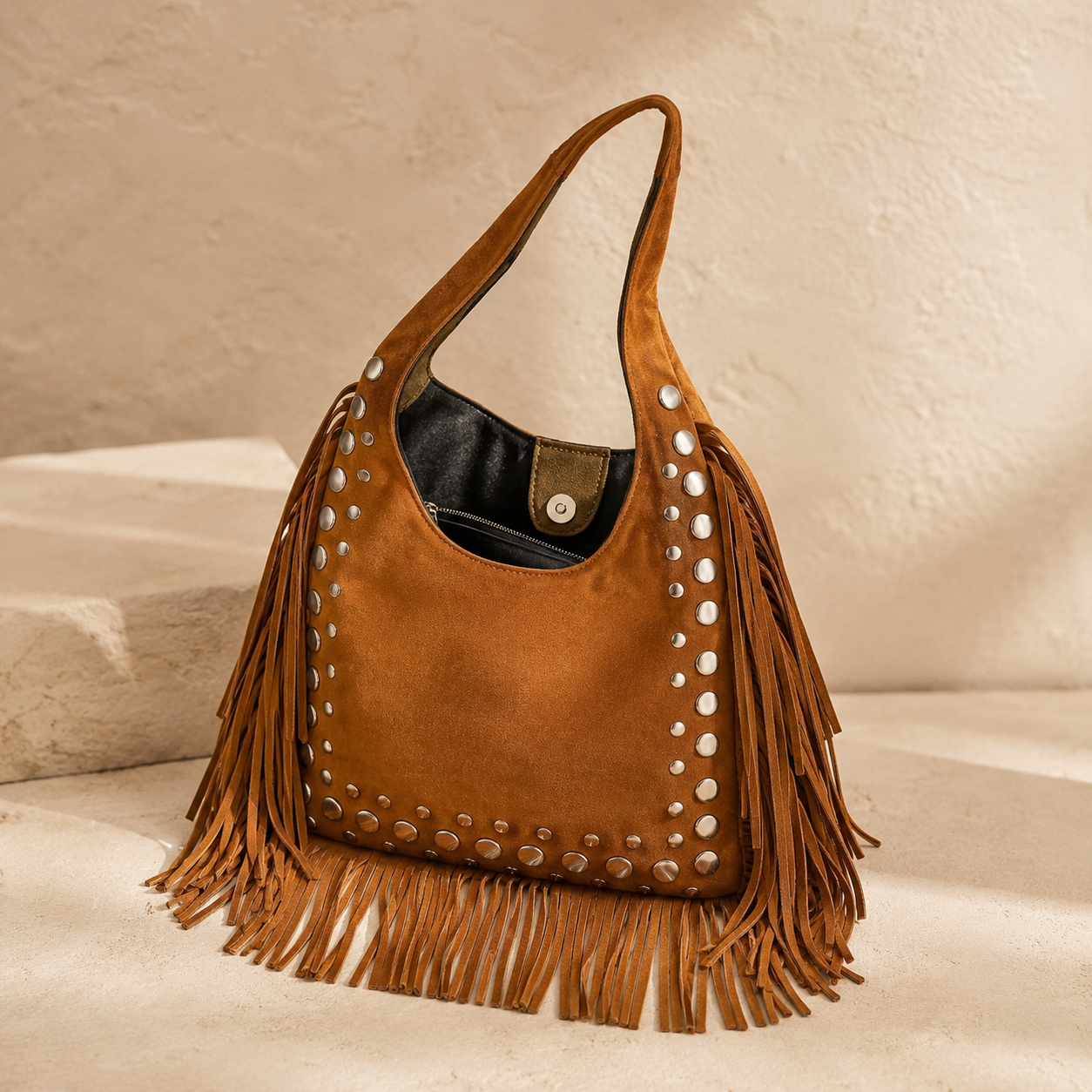 Marrakech Fringe Bag in Suede