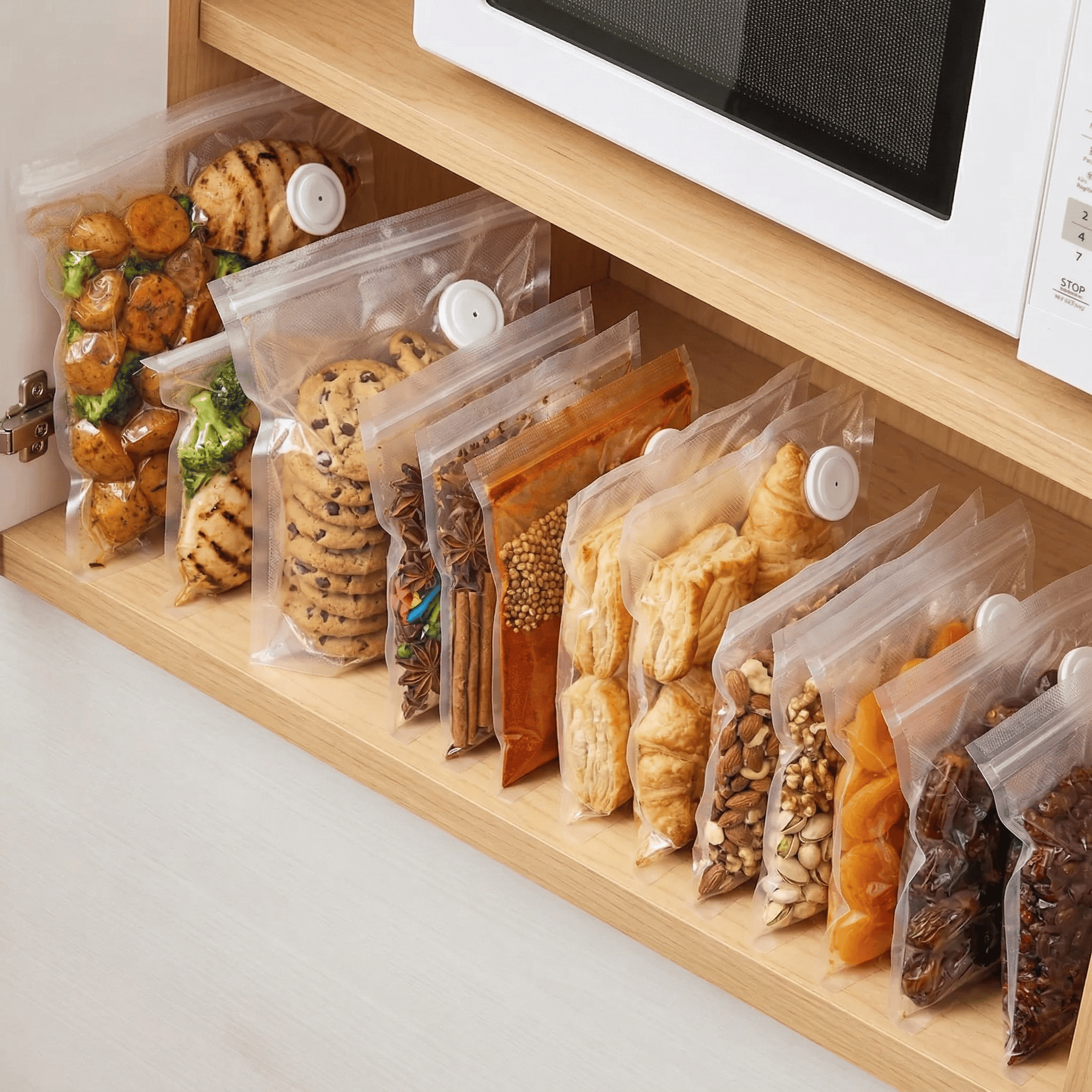 Organized fridge shelf with fresh produce