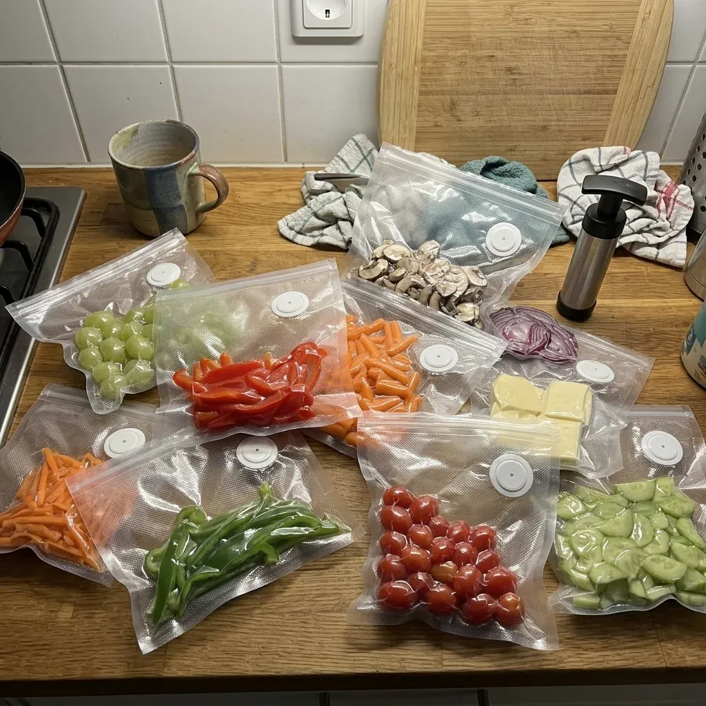 Fresh spinach kept crisp in storage bag