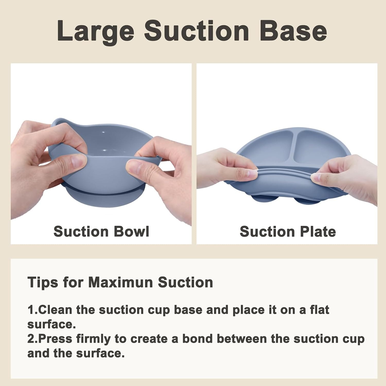 Silicone Baby Feeding Set | Baby Led Weaning Supplies Includes Suction Bowls and Divided Plates, Adjustable Bib, Baby Utensils S