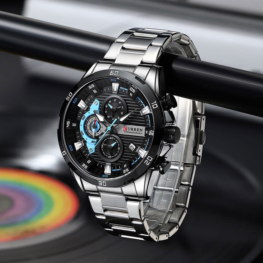 Orologio da uomo in acciaio inossidabile con quadrante luminoso