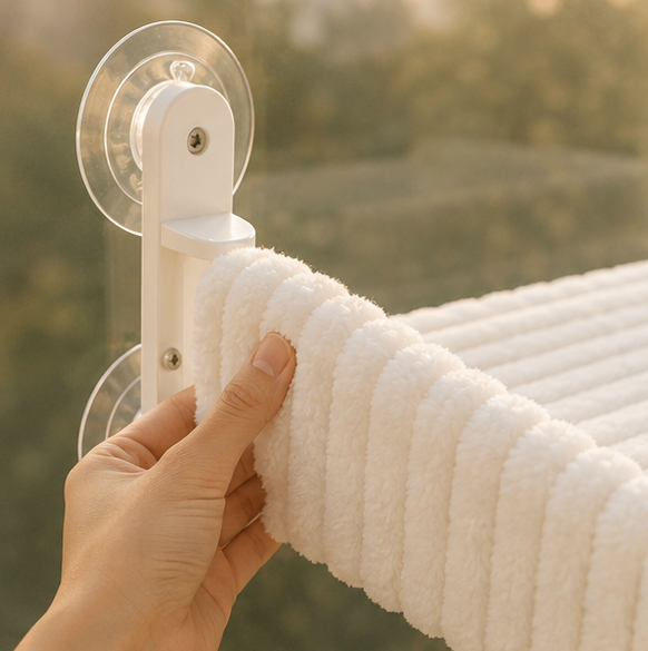 Illustration showing suction cups holding onto the window securely