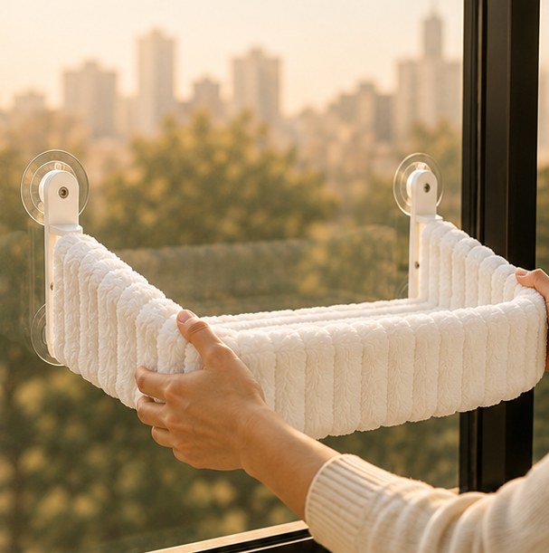 Pressing suction cups onto a clean glass window surface