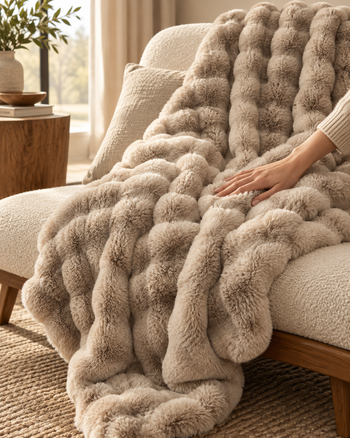 Premium heavy-weight blanket texture showcasing high-density polyester fibers