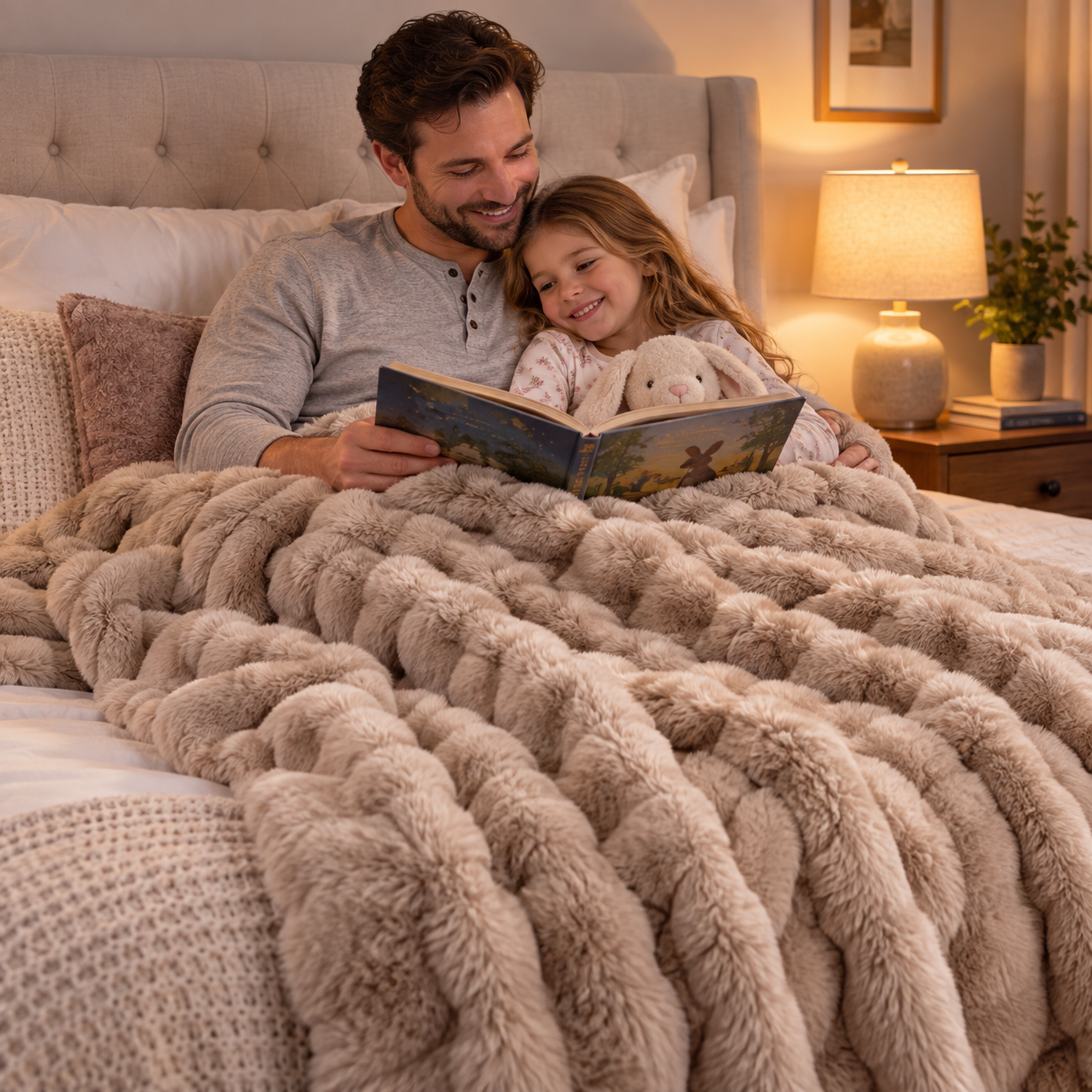 Cozy living room atmosphere with the blanket on a stylish armchair