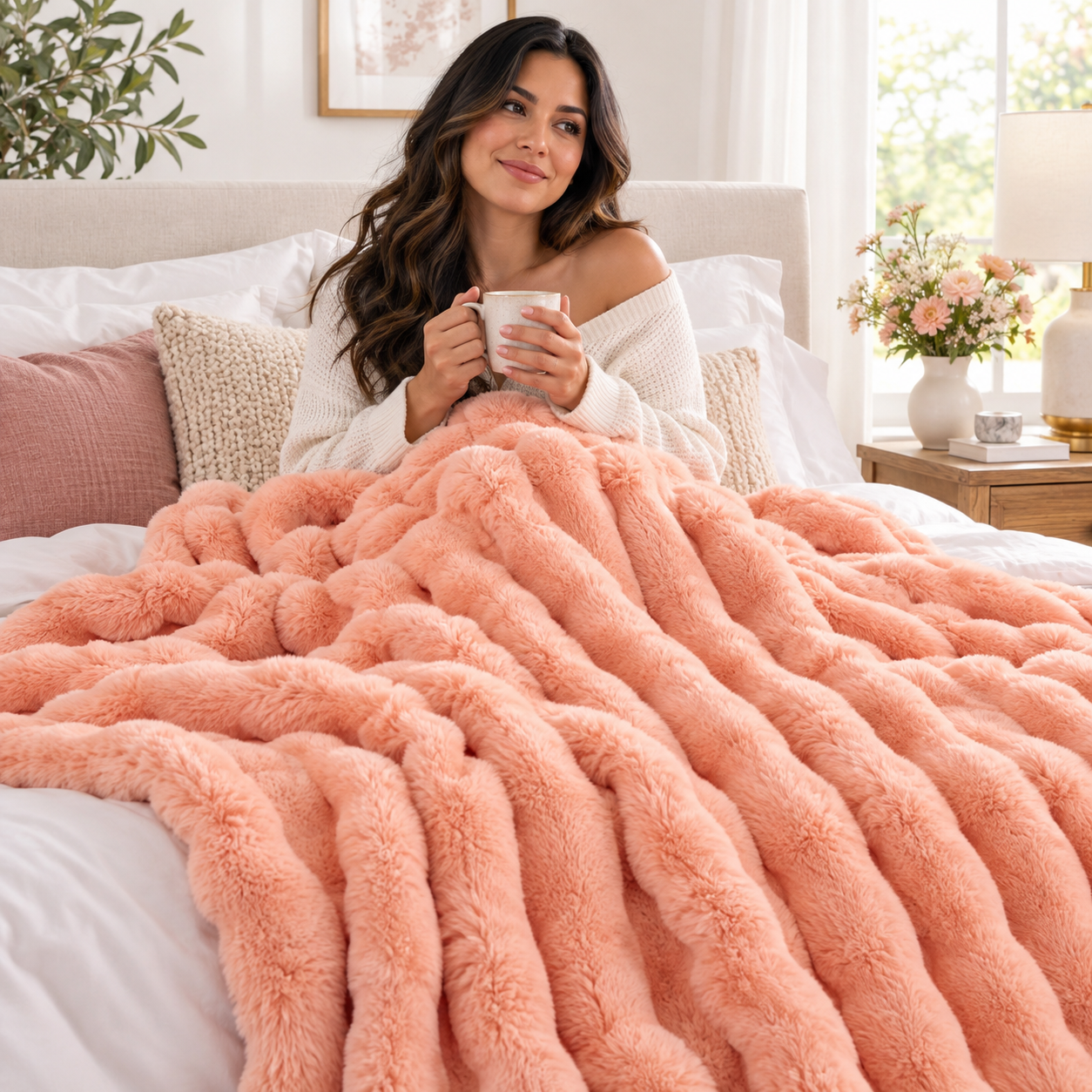 Luxurious premium blanket draped beautifully on a modern bed